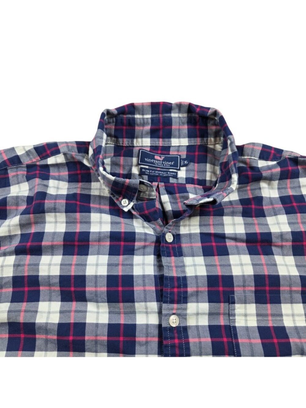 Vineyard Vines Shirt Mens XL Blue Pink Button Down Slim Murray Plaid
